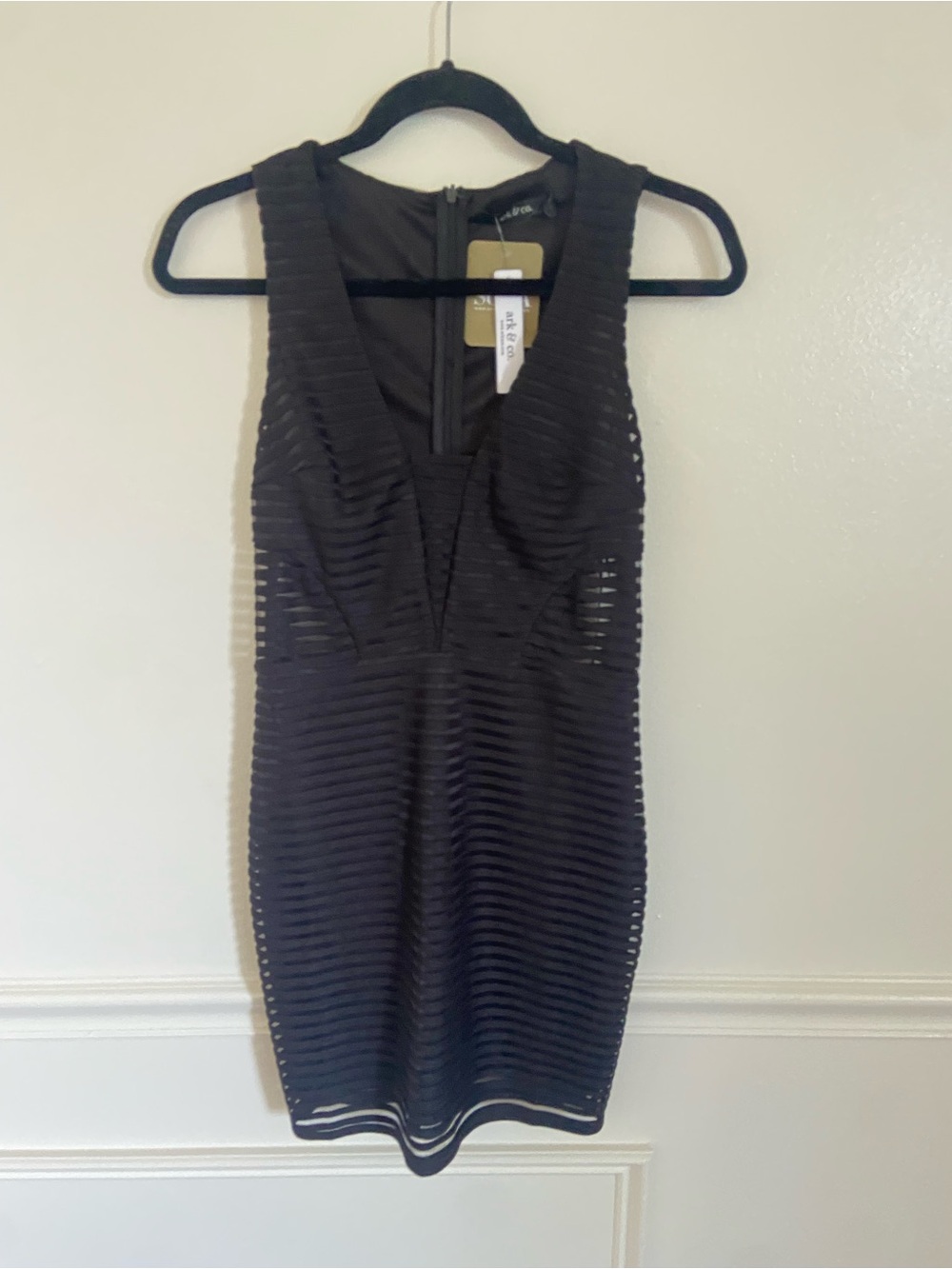 Ark & Co Black Sheer Panel Bodycon Dress